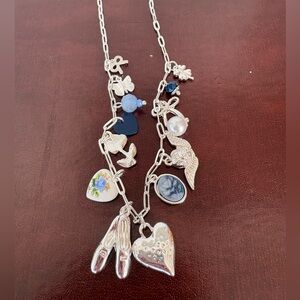 Silver Charm Necklace with Blue and White Accents